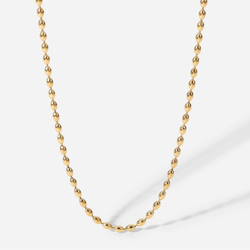 18K Gold Plated Beaded Necklace*Gold Nuggets Necklace*Dainty Waterproof*ZX